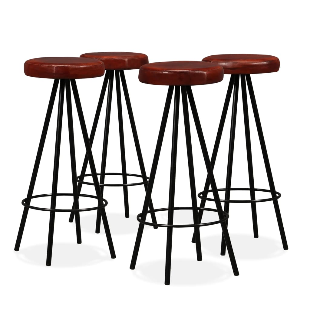 Lot bar stools of 4 real leather