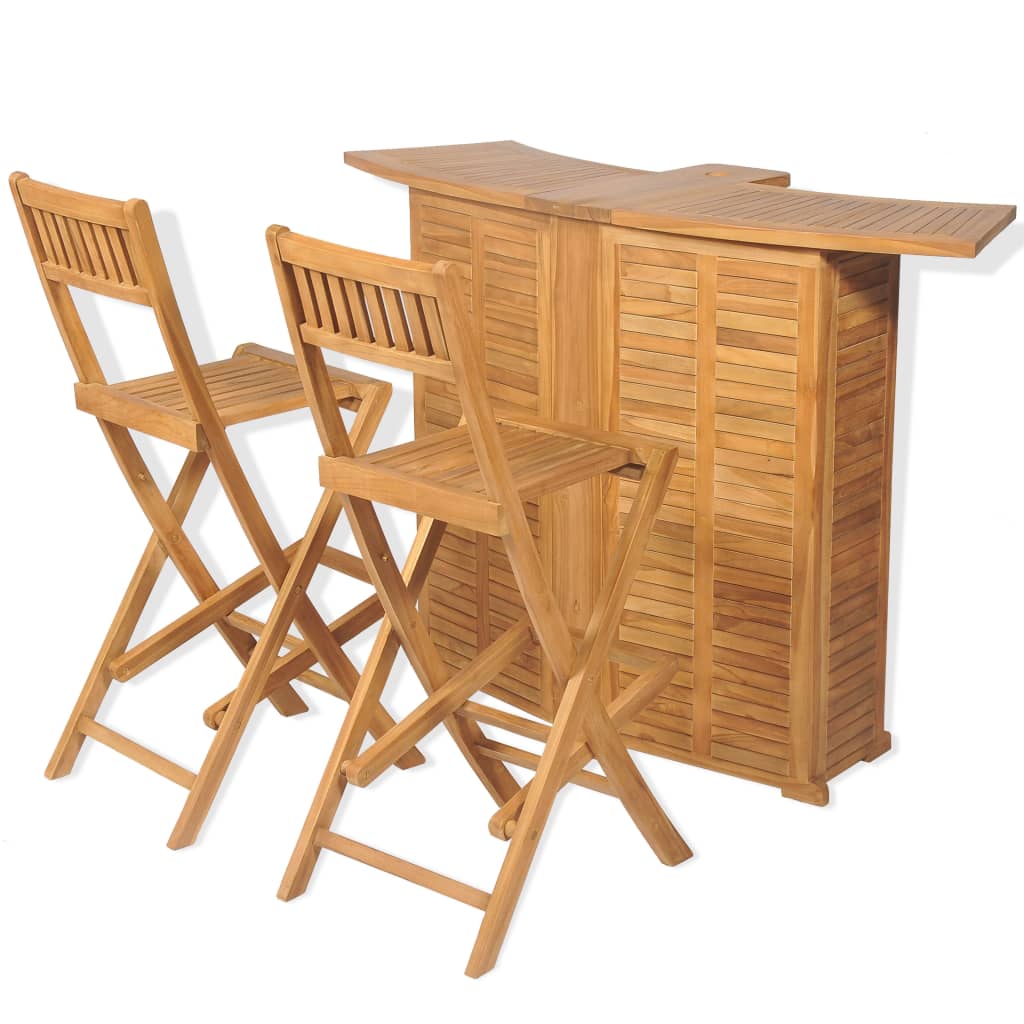 Bistro furniture 3pcs and solid teak wood foldable chairs