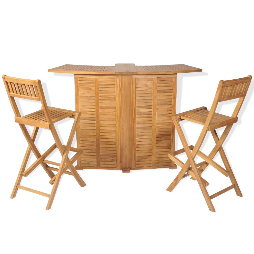 Bistro furniture 3pcs and solid teak wood foldable chairs