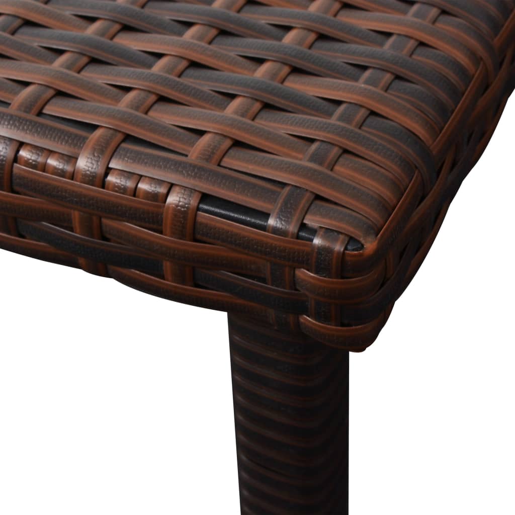 Long chairs 2 pcs with brown braided resin table