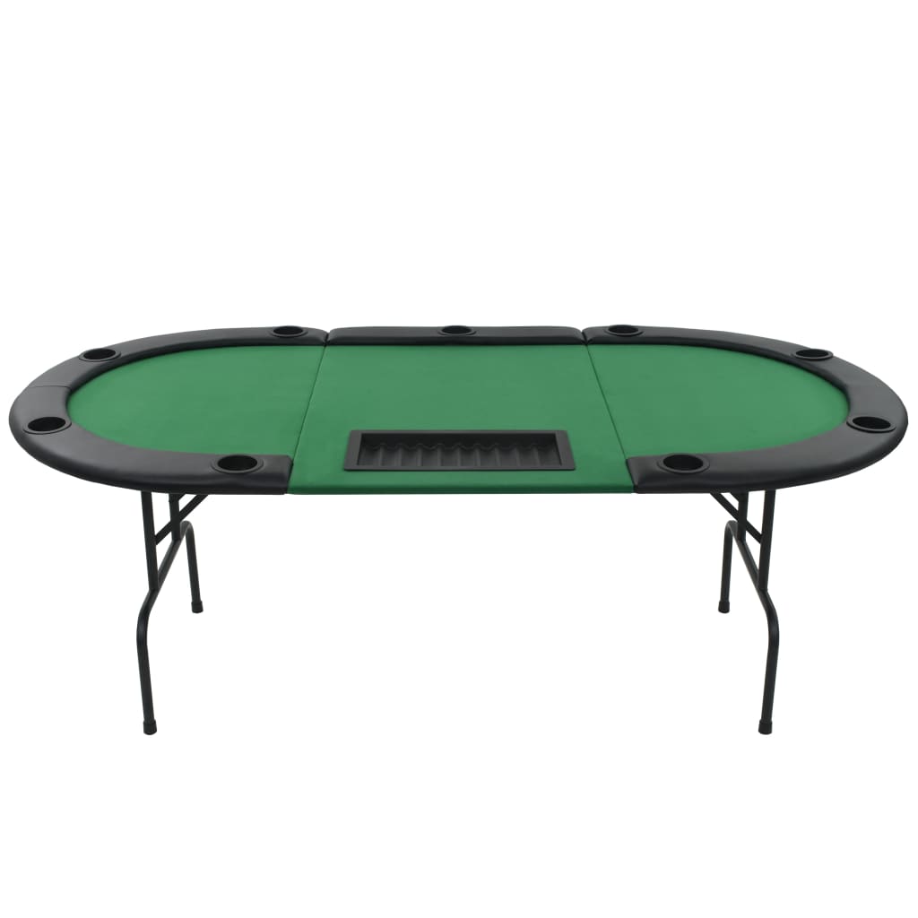 Foldable poker table for 9 players 3 oval green folds
