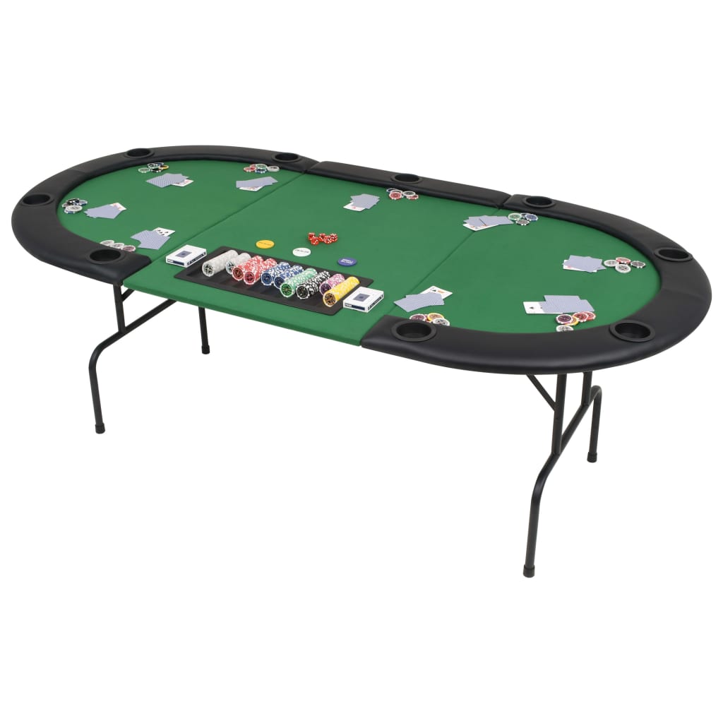 Faltbare Pokertisch für 9 Spieler 3 ovale grüne Falten