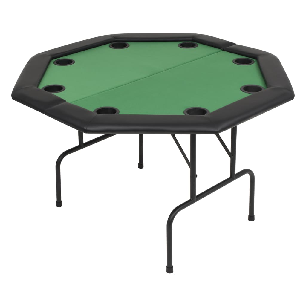Foldable poker table for 8 players 2 octagonal green folds