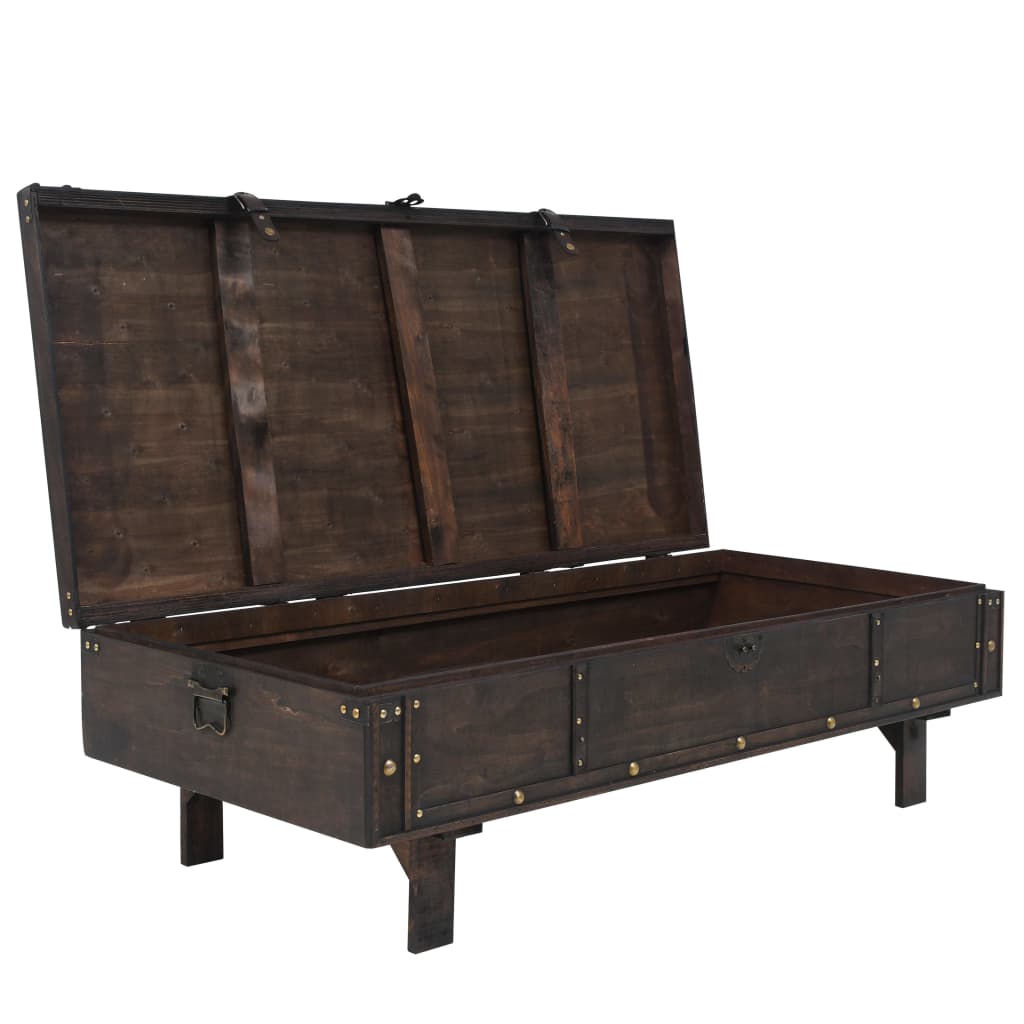 Tavolino in legno massiccio stile vintage 120 x 55 x 35 cm