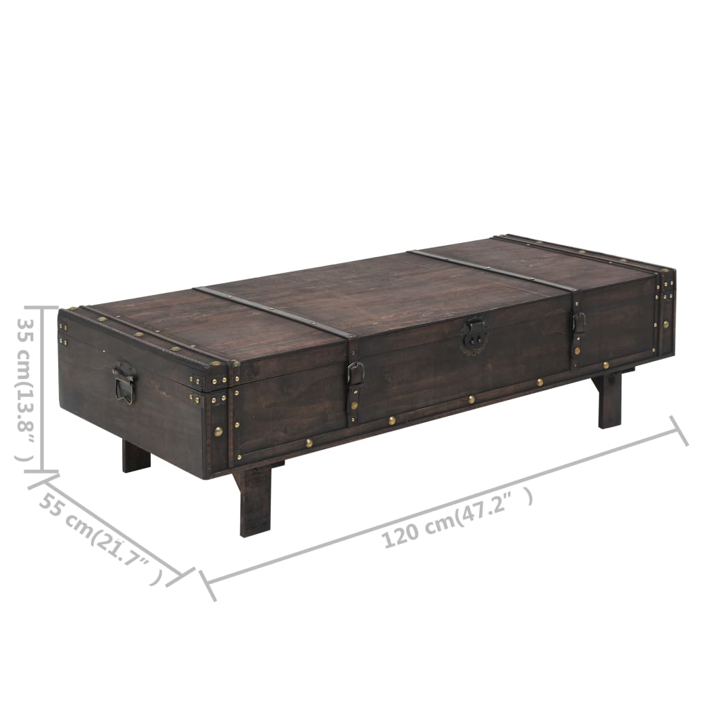 Tavolino in legno massiccio stile vintage 120 x 55 x 35 cm