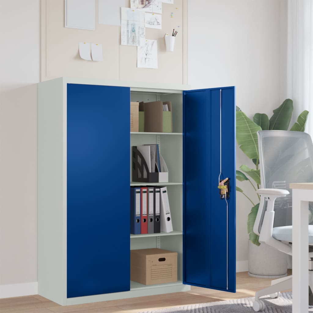 Metal office cabinet 90 x 40 x 140 cm gray and blue
