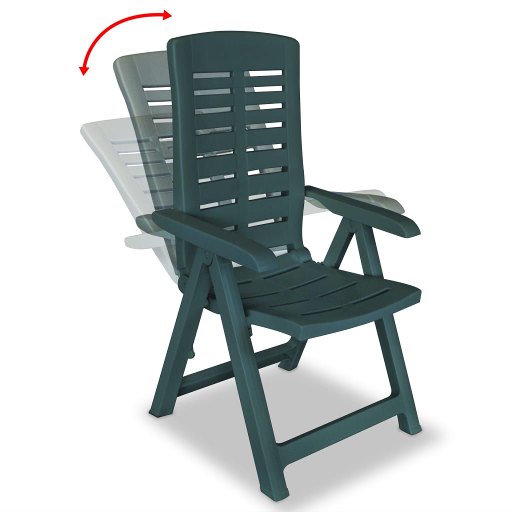 2 pcs tiltable plastic garden chairs green