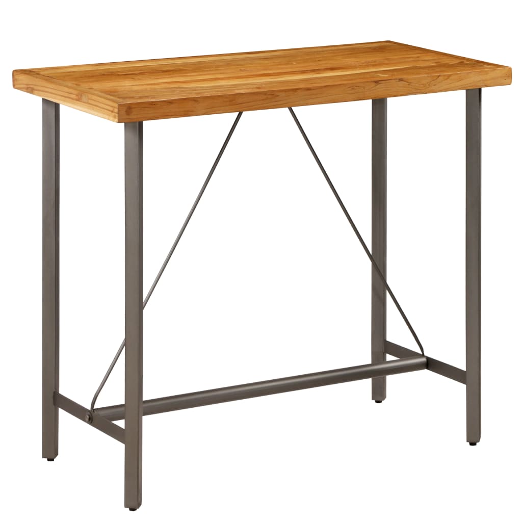 Solid recycled teak bar table 120 x 58 x 106 cm