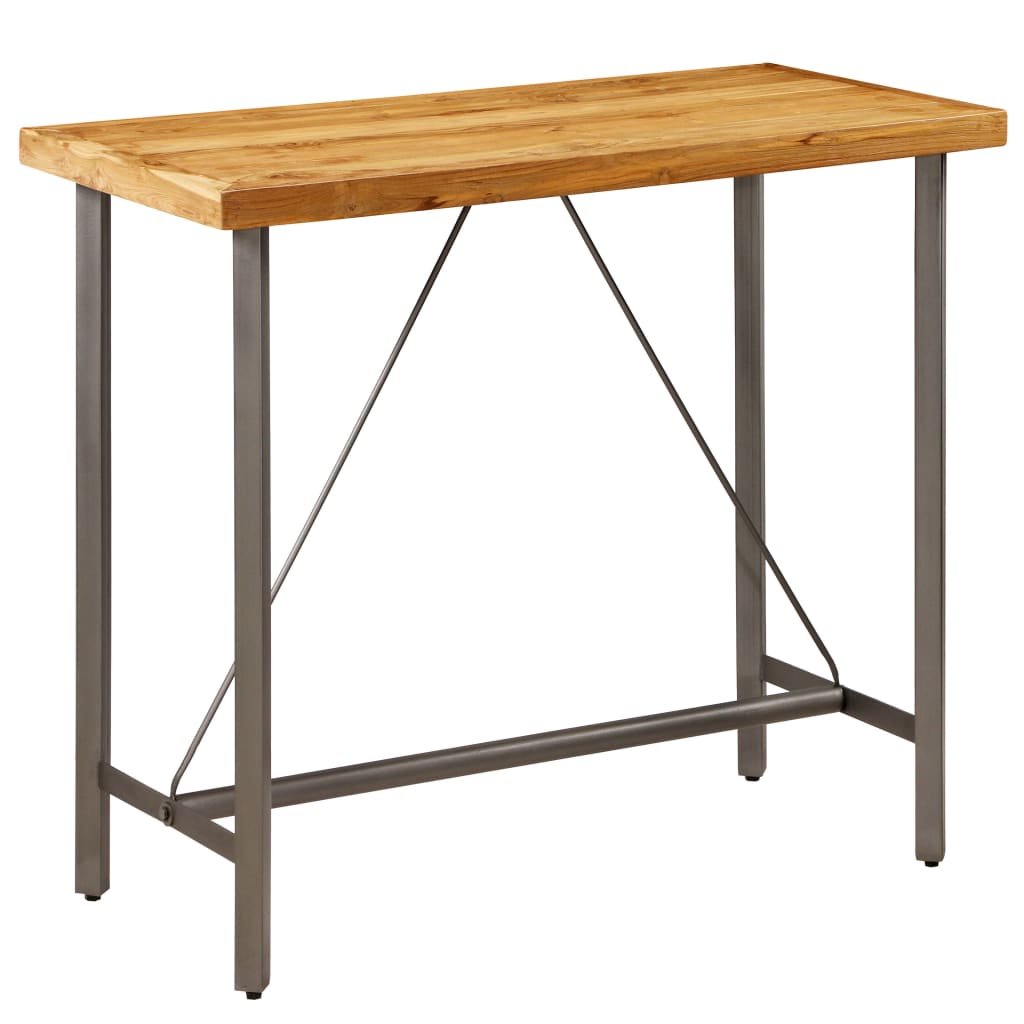 Solid recycled teak bar table 120 x 58 x 106 cm