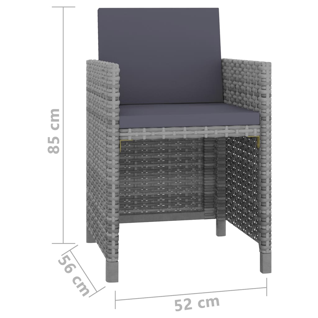 Gebaut -Gartenmöbel 5 Stcs und graue Rattan -Kissen