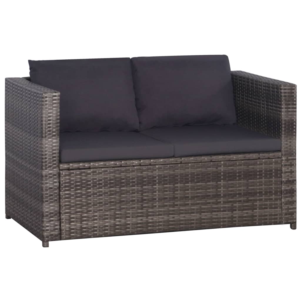 Mobilier de bistro 3 pcs avec coussins Résine tressée Gris