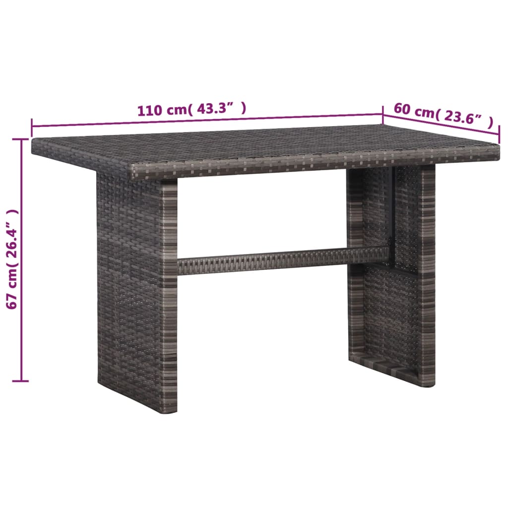 Mobilier de bistro 3 pcs avec coussins Résine tressée Gris