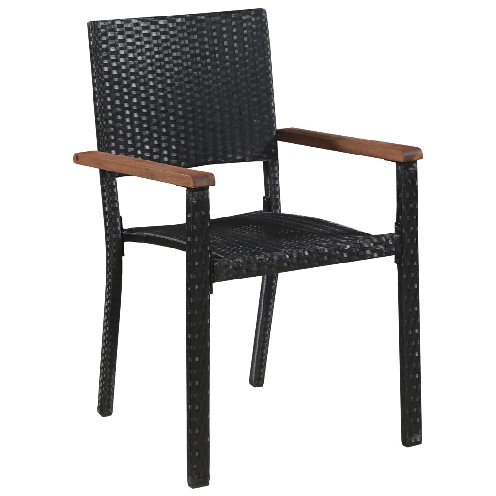 Mobilier d'extérieur 5 pcs Résine tressée et bois d'acacia Noir