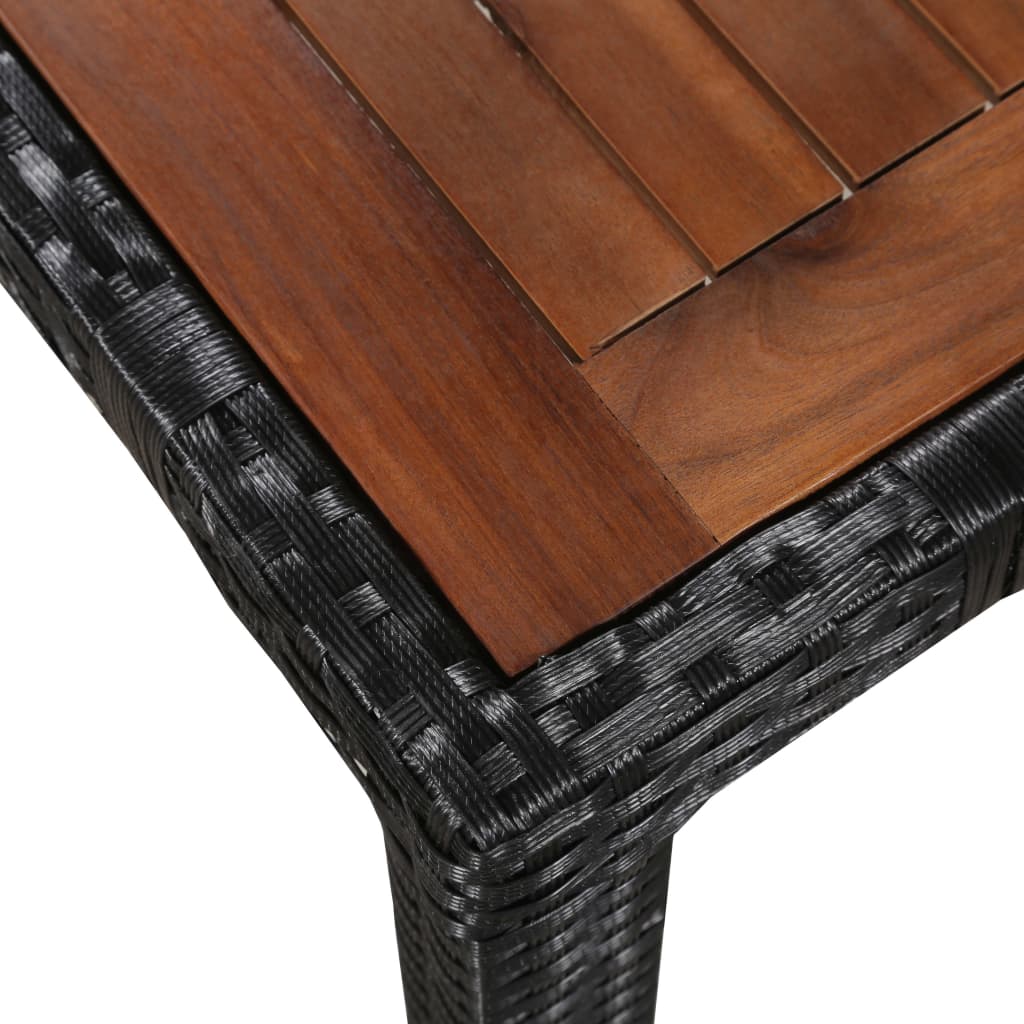 Outdoor furniture 5 pcs braided resin and black acacia wood