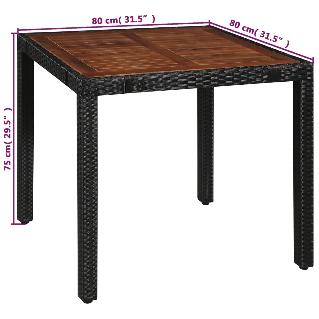 Outdoor furniture 5 pcs braided resin and black acacia wood