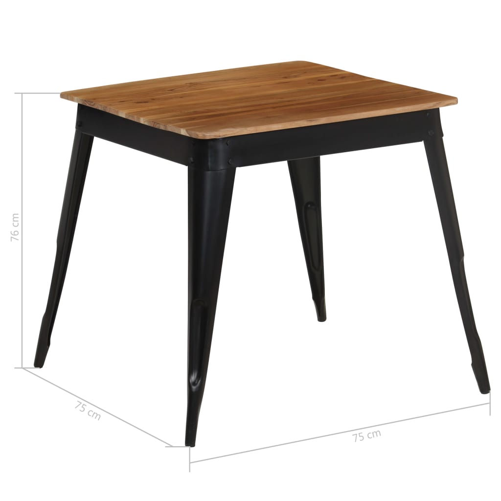 Acacia and steel wooden dining table 75x75x76 cm