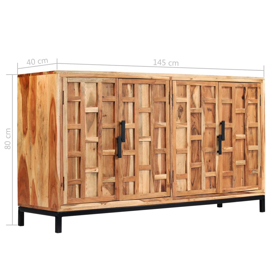 Credenza in legno massello di acacia 145 x 40 x 80 cm