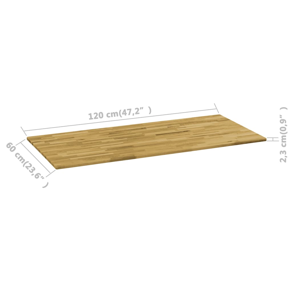 Rectangular oak wood table top 23 mm 120x60 cm