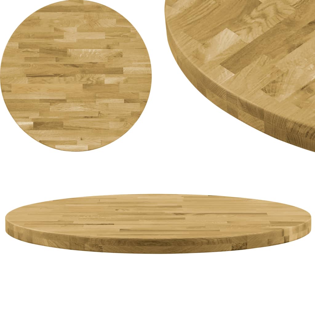 Table top of round oak wood 44 mm 700 mm