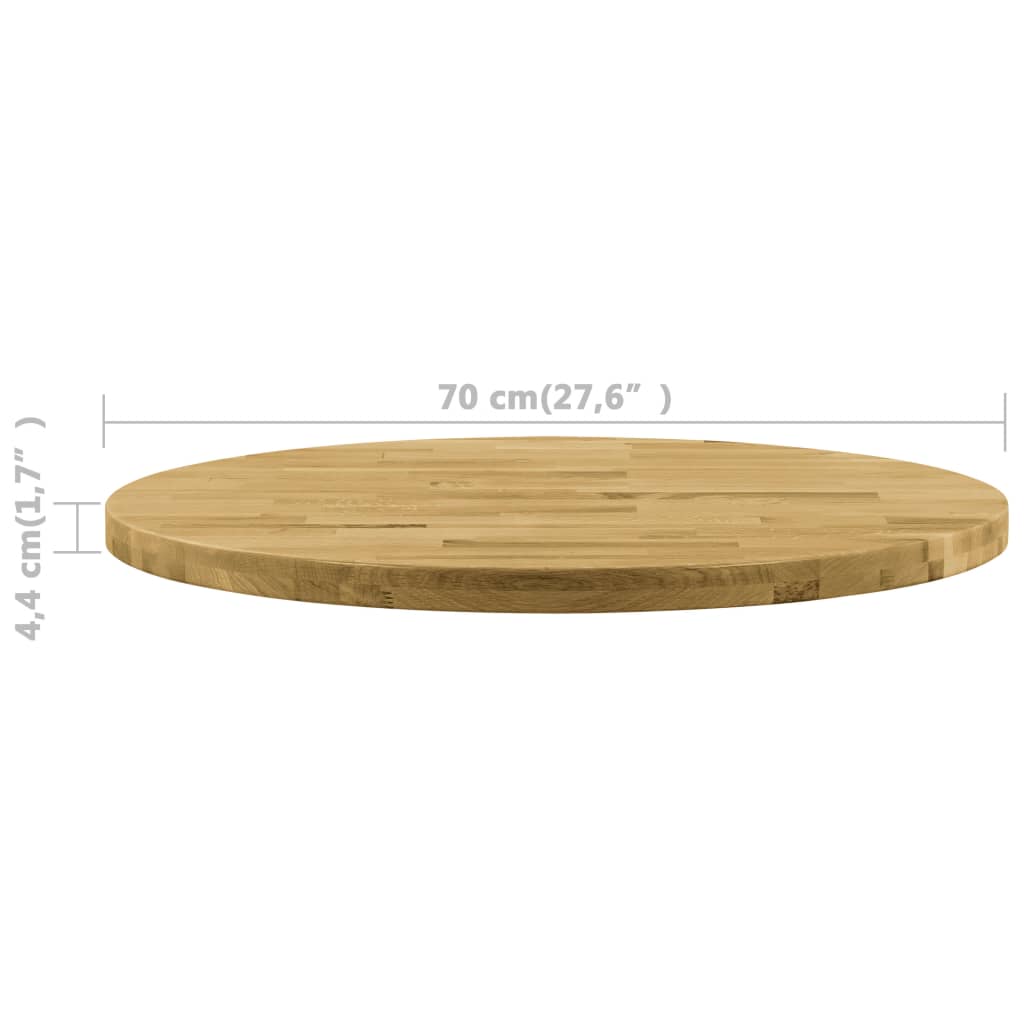 Table top of round oak wood 44 mm 700 mm