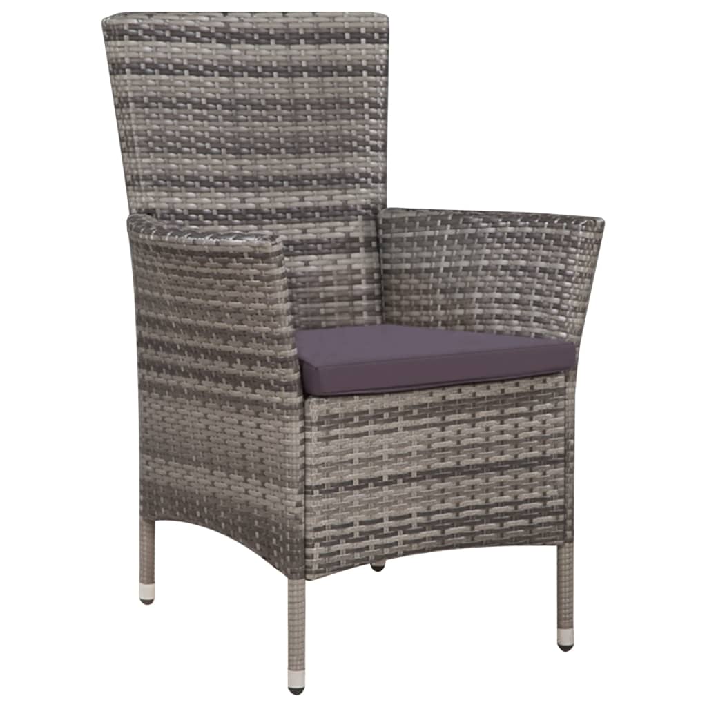 Mobilier à dîner de jardin 7pcs et coussins Résine tressée Gris