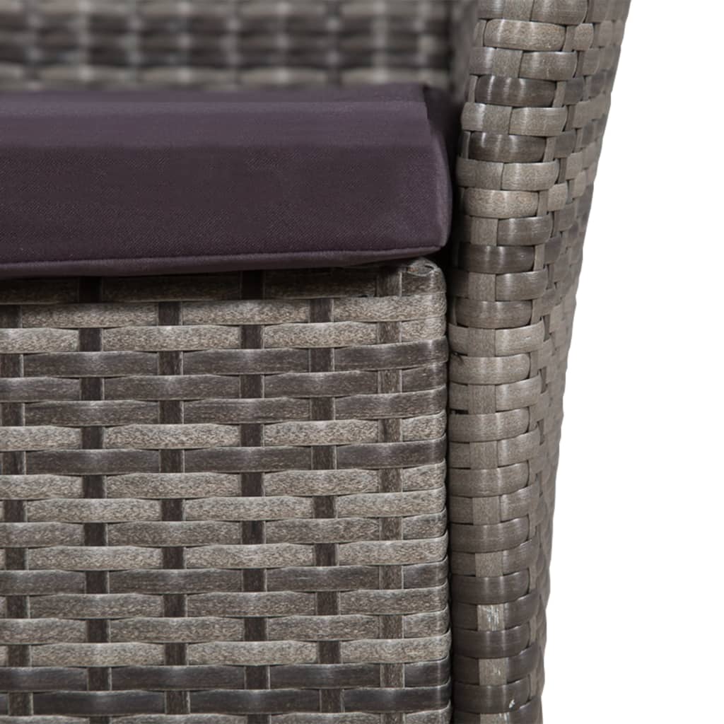 Mobilier à dîner de jardin 7pcs et coussins Résine tressée Gris