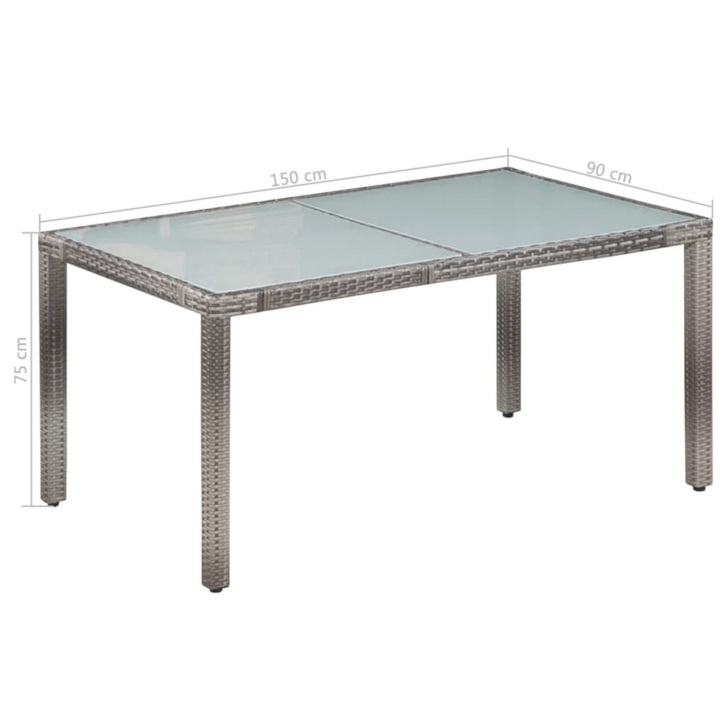 Mobilier à dîner de jardin 7pcs et coussins Résine tressée Gris