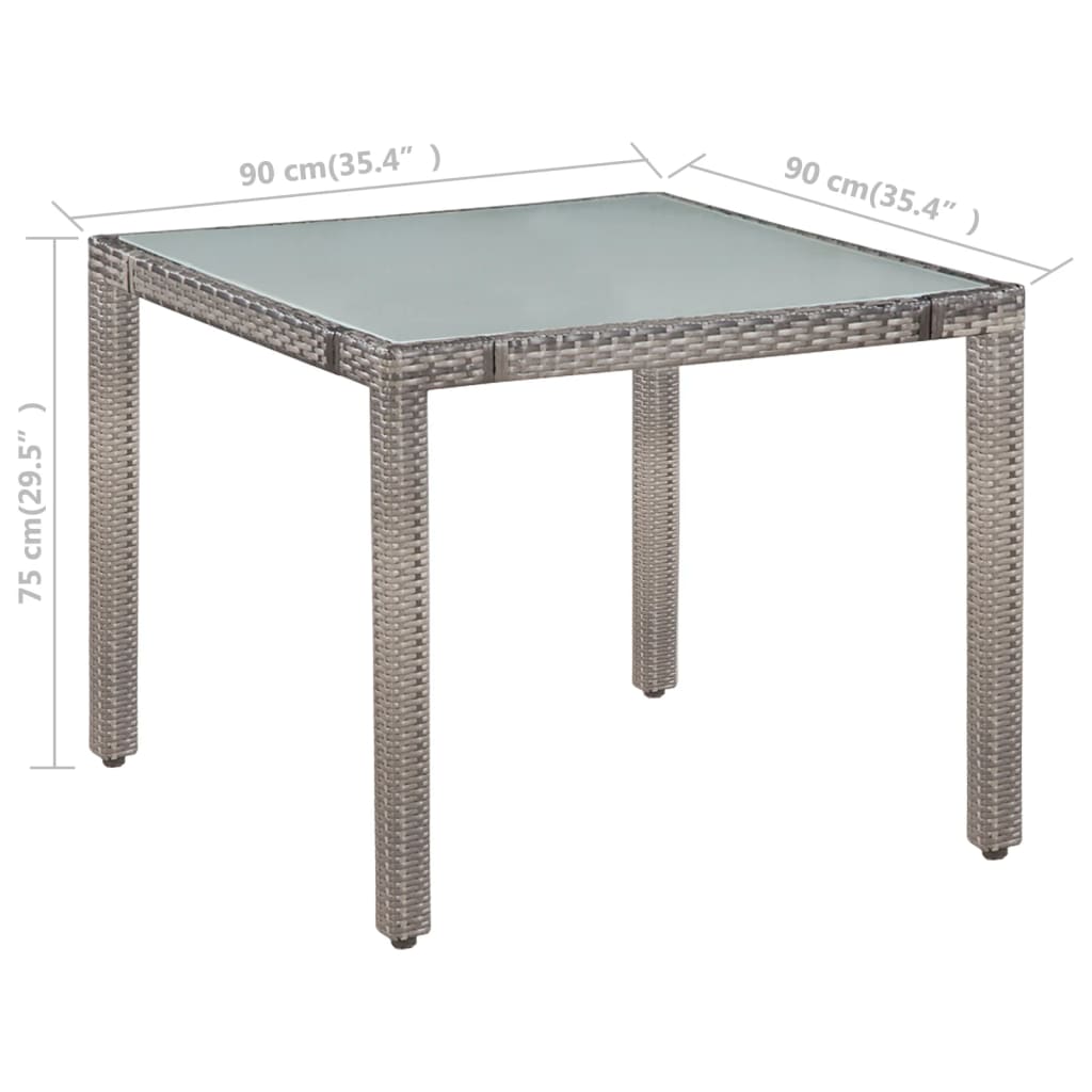 Mobilier à dîner de jardin 5 pc et coussins Résine tressée Gris