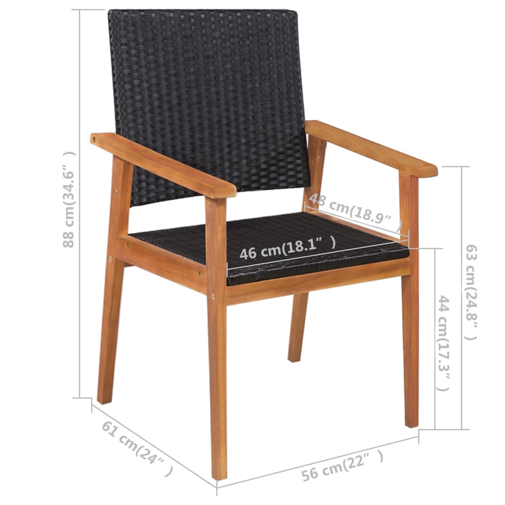 Mobilier à dîner de jardin 5 pcs Résine tressée Noir et marron