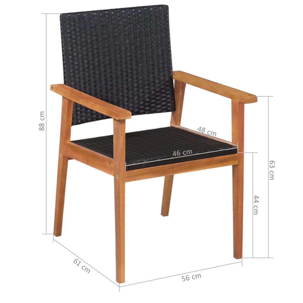 Mobilier à dîner de jardin 5 pcs Résine tressée Noir et marron