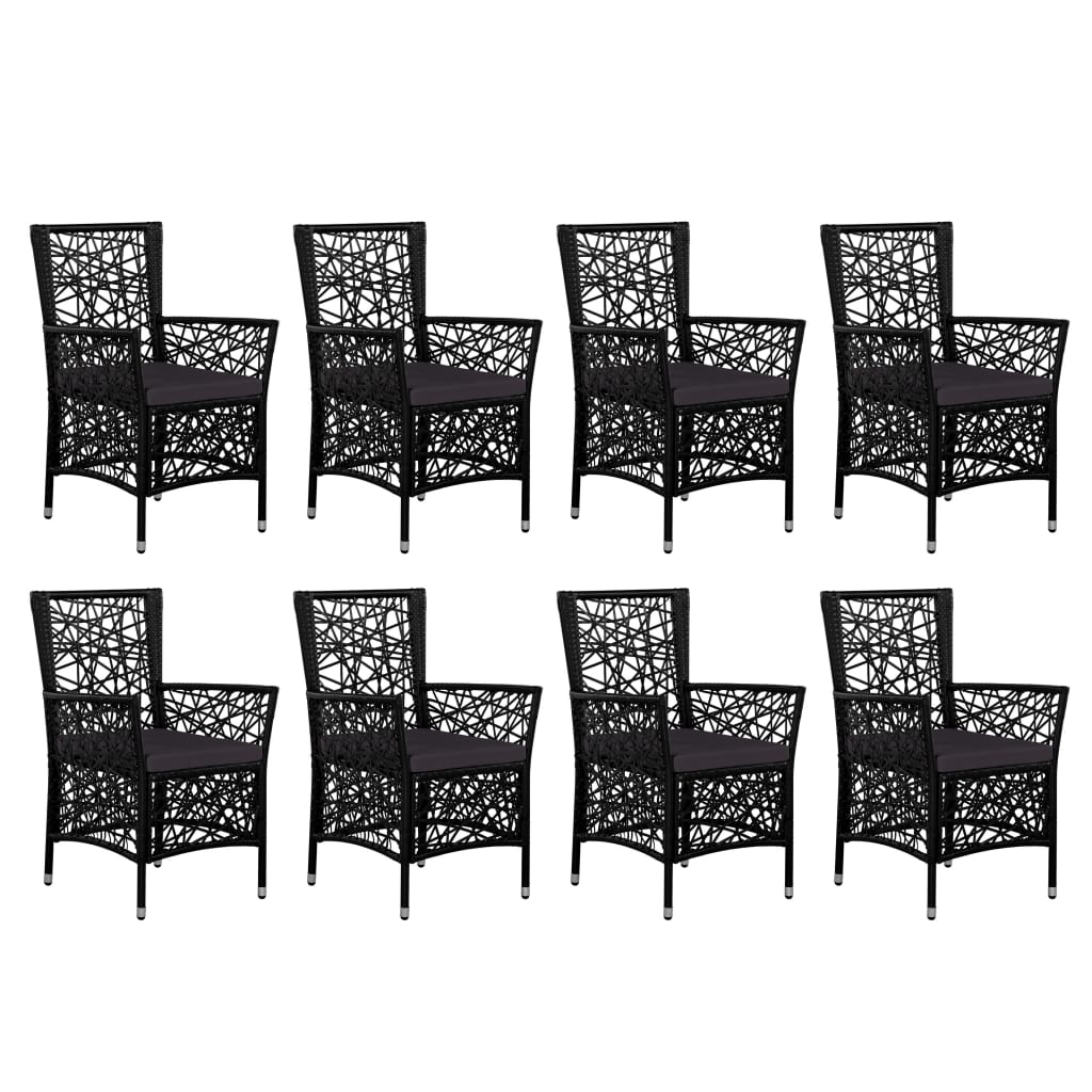 Mobilier à dîner d'extérieur 9 pcs Résine tressée Noir