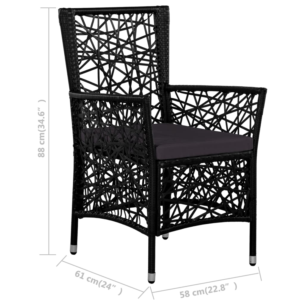 Mobilier à dîner d'extérieur 9 pcs Résine tressée Noir