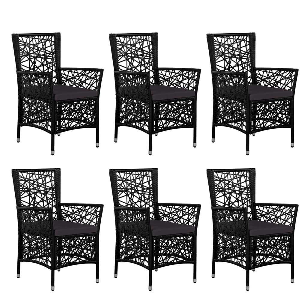 Outdoor dinner furniture 7 pcs black braided resin