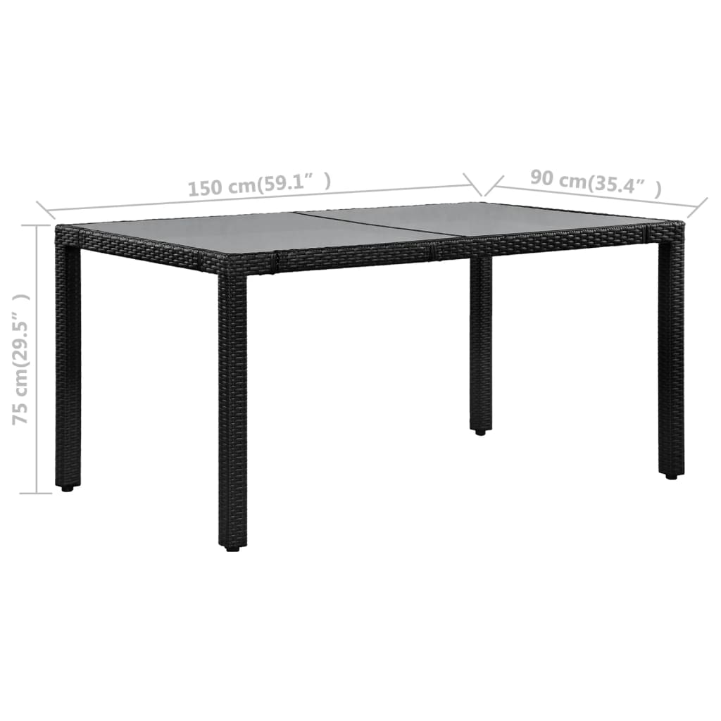 Mobilier à dîner d'extérieur 7 pcs Résine tressée Noir