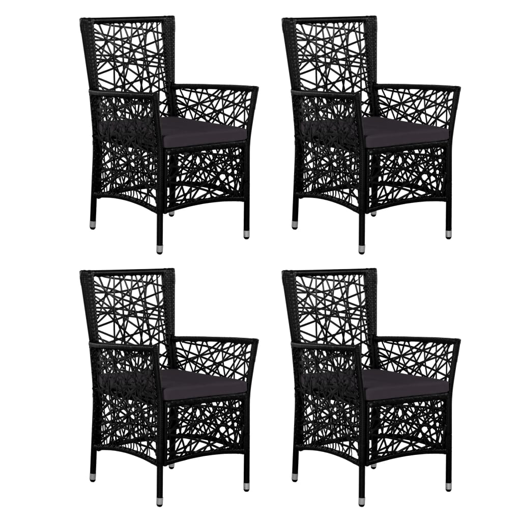 Outdoor -Abendessen Möbel 5 PCs Schwarz geflochtenes Harz