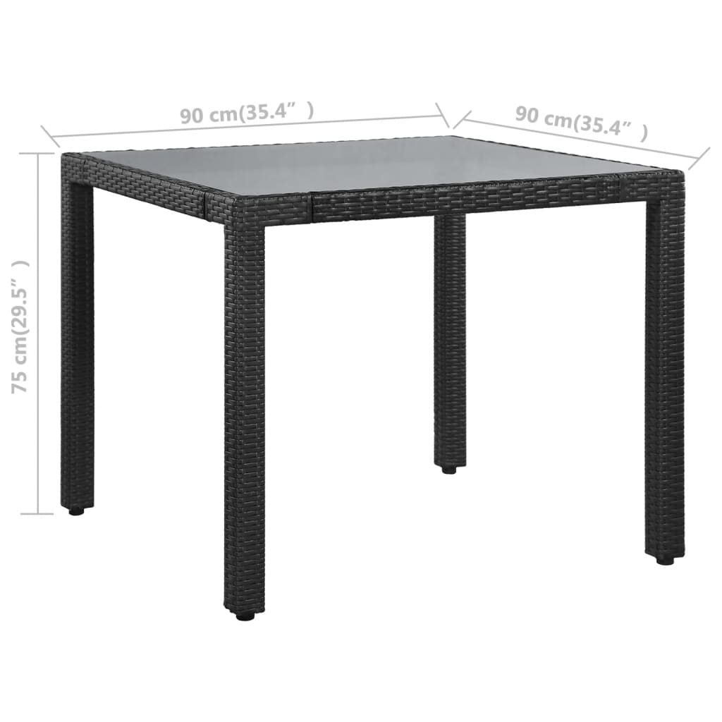 Mobilier à dîner d'extérieur 5 pcs Résine tressée Noir