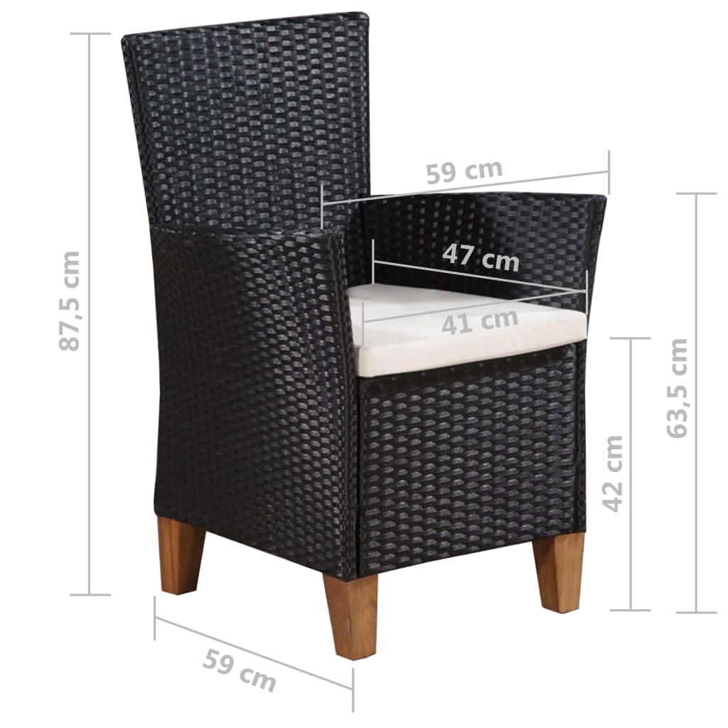 Mobilier à dîner de jardin 7 pcs Résine tressée Noir et marron