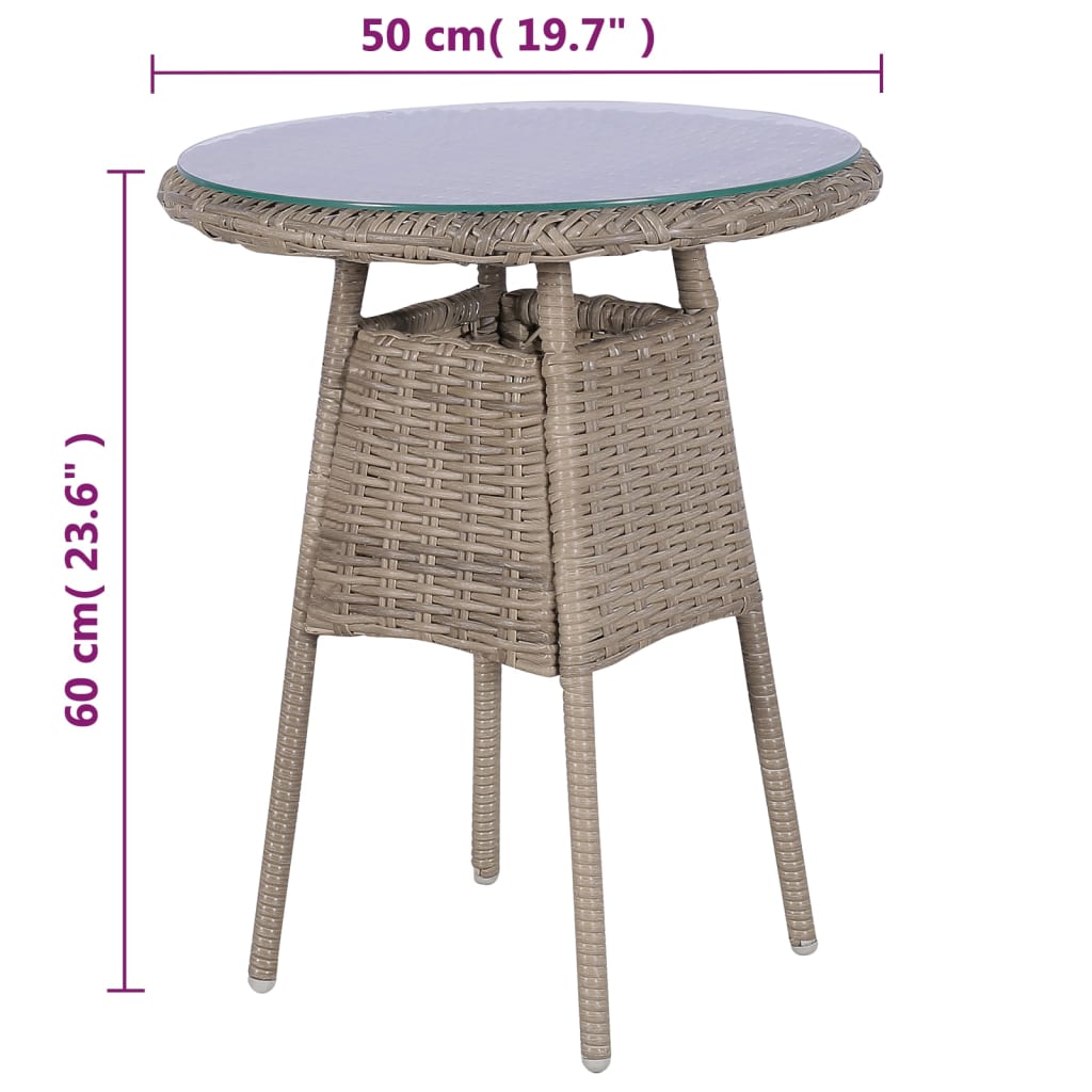 Set bistrot 3 pezzi con cuscini Resina intrecciata Marrone