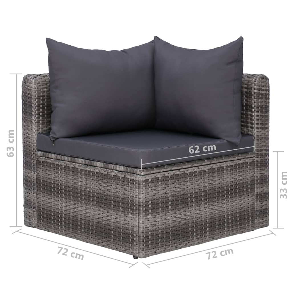 Salon de jardin 8 pcs avec coussins Résine tressée Gris