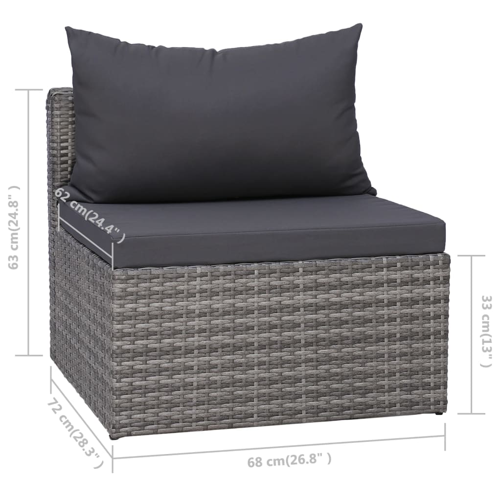 Salon de jardin 8 pcs avec coussins Résine tressée Gris