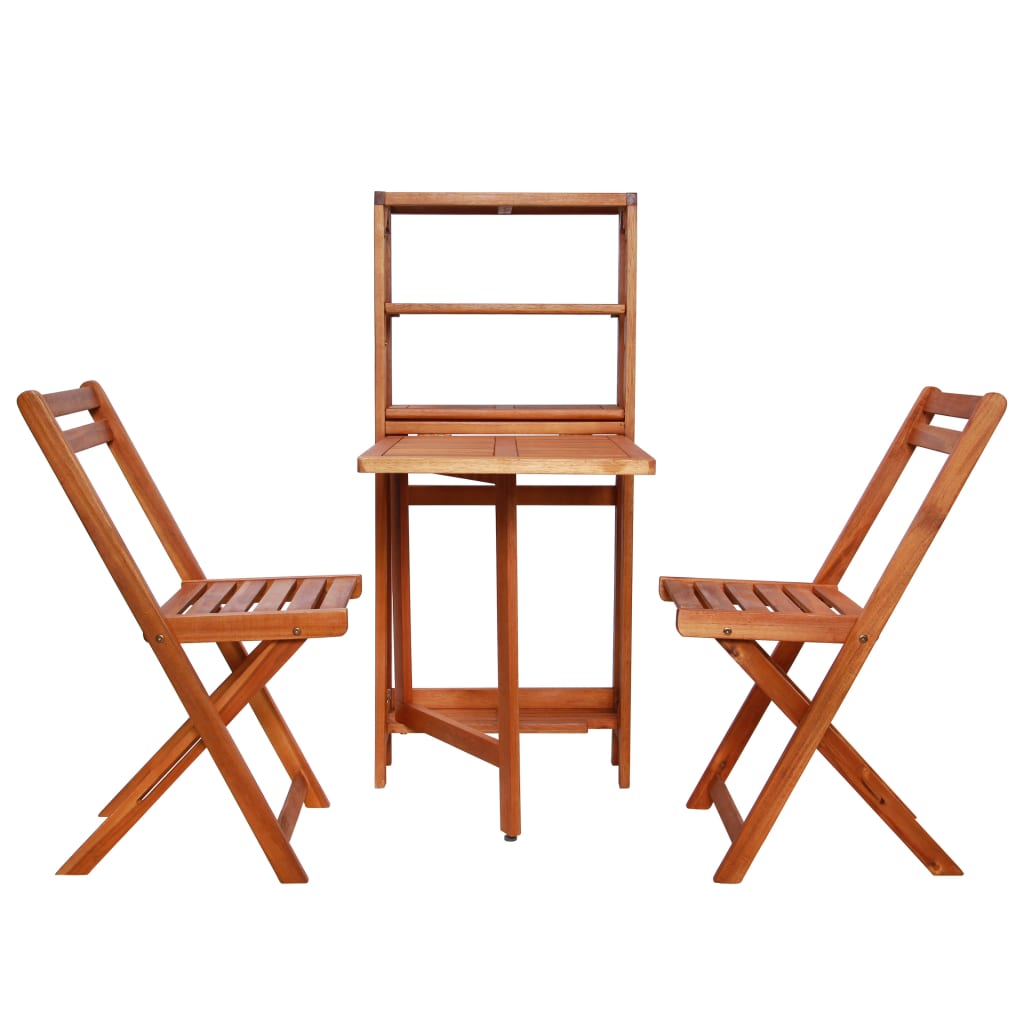 Mobilier de bistro pliable 3 pcs Bois d'acacia solide