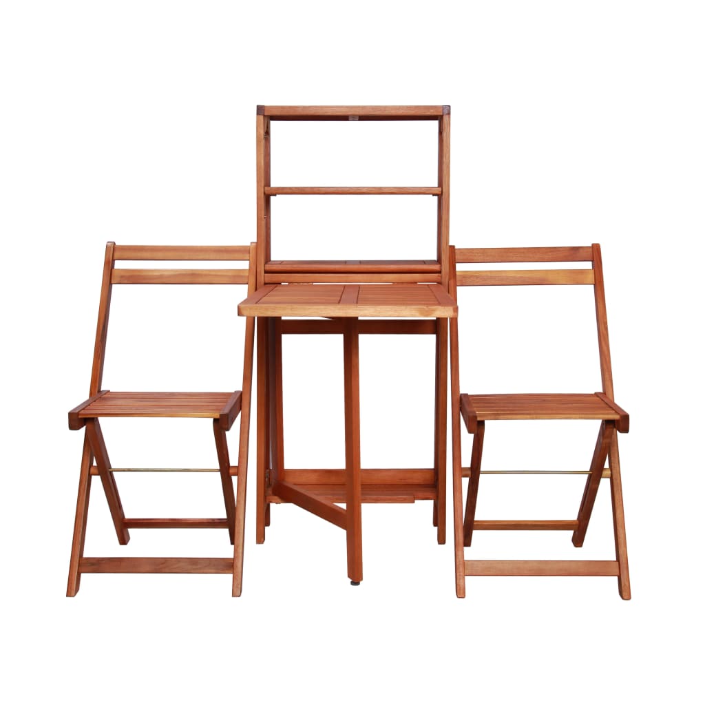 Foldable bistro furniture 3 pcs solid acacia wood