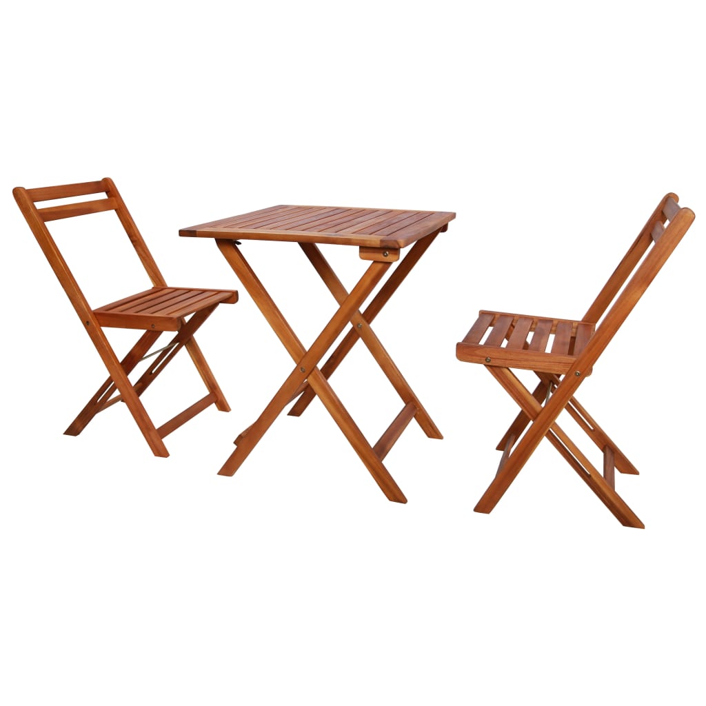 Foldable bistro furniture 3 pcs solid acacia wood