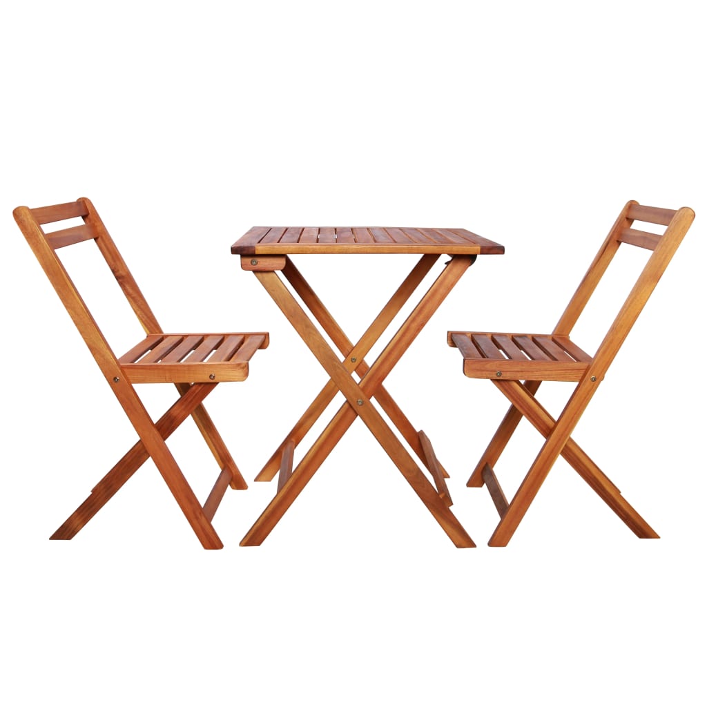 Foldable bistro furniture 3 pcs solid acacia wood