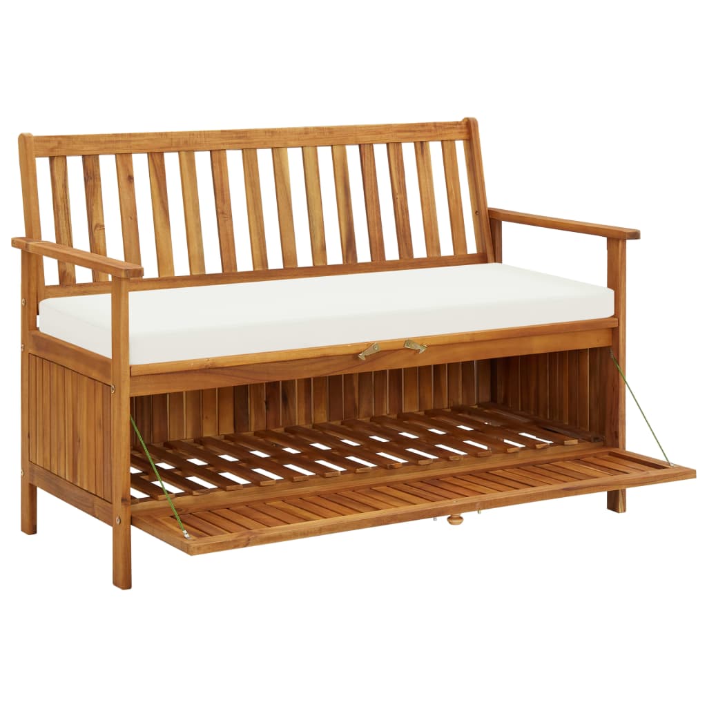 Solid Acacia Wood Garden Storage bench 120x63x84 cm