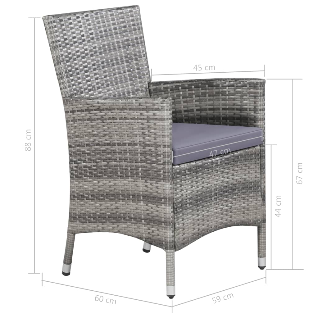 Mobilier à dîner de jardin 11pc et coussins Résine tressée Gris