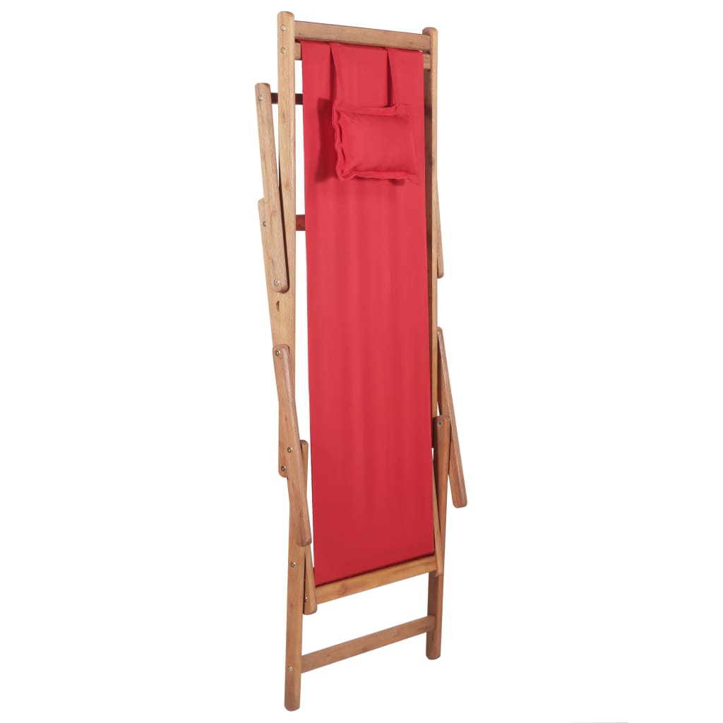 Tessuto di sedie da spiaggia pieghevole e telaio in legno rosso