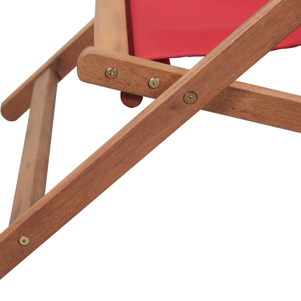 Tessuto di sedie da spiaggia pieghevole e telaio in legno rosso