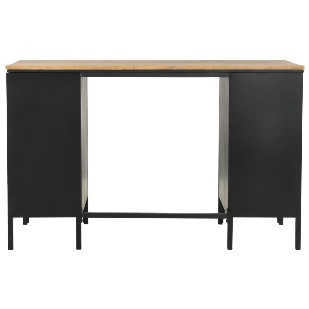 Double pedestal desk fir wood and steel 120x50x76 cm