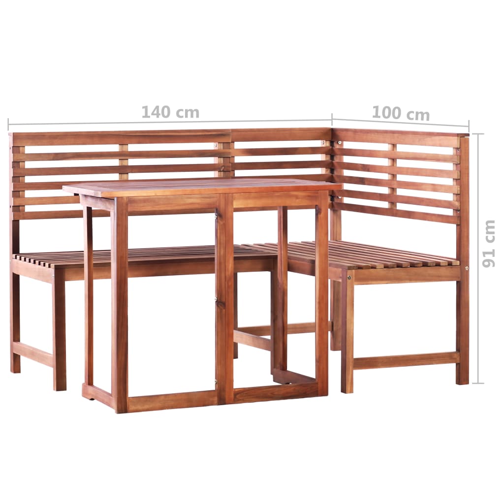 Bistro furniture 2 pcs massive acacia wood